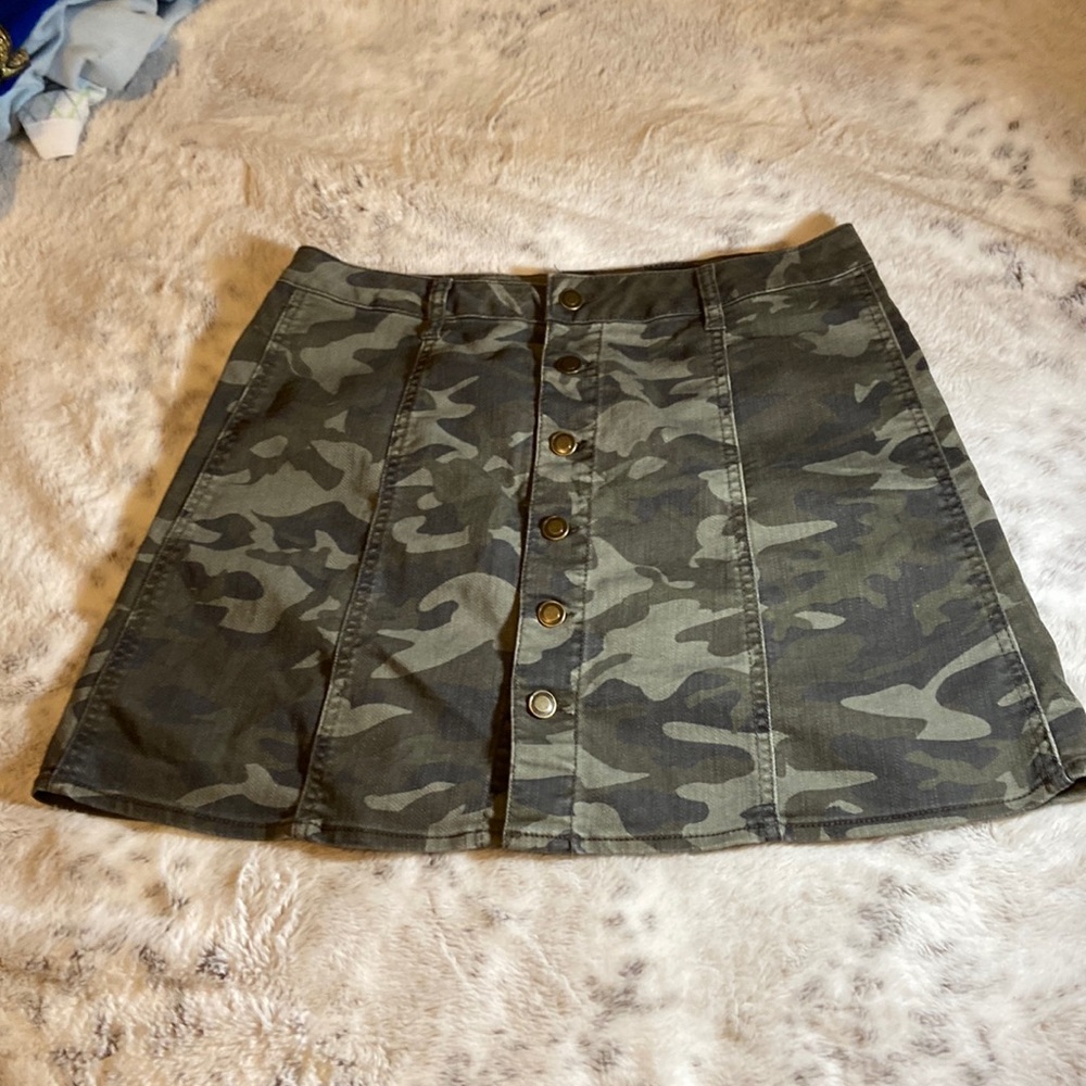 green and camo jean skirts